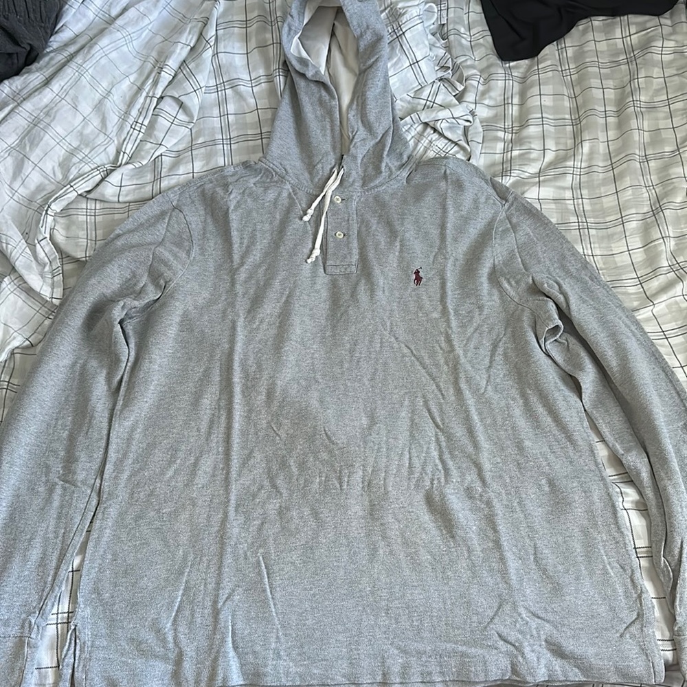Polo Long Sleeve Hoodie 2 Button Men’s XL